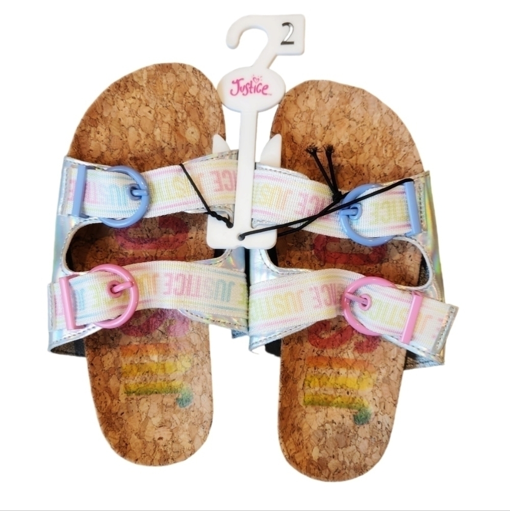 Justice children slides sandals size 2Y nwt